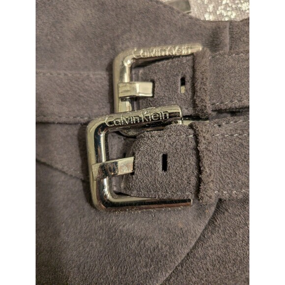 Calvin Klein Cambria Gray Suede Leather High Heel Zip Ankle Boots Womens 6M New - Picture 3 of 10
